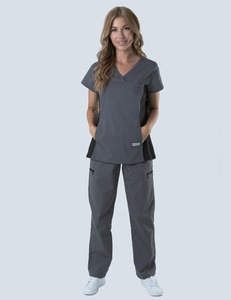 Clásico 5 bolsillos cuello mandarín Scrubs ajuste Regular manga corta Pull-On mujeres médicos traje personalizado etiqueta privada de punto - Product Image 2
