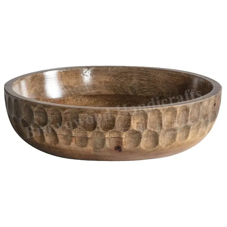 Factory Price Excellent Quality Burnt Color Handmade Decorative Mango Wood Bowl for Hotels, Home, Restaurants