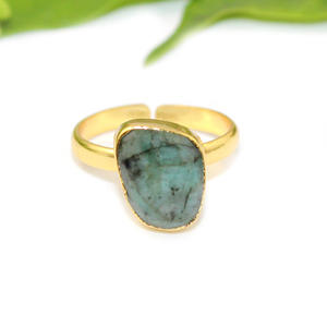 Moda de lujo 24K oro amarillo plateado piedra Esmeralda anillo clásico único joyería de latón al por mayor para mujeres - Product Image 2