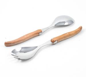 Serveur de salade écologique et durable avec manche en résine, cuillère et fourchette de service en bois, vaisselle 2024 Offre Spéciale à usage de cuisine à vendre - Product Image 6
