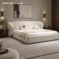 Lit King Size Moderne Italien Rembourré avec Tête de Lit Courbe Design, Meubles de Chambre de Luxe Personnalisés en Gros