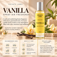 Désodorisant en spray à la vanille en marque propre 100ml |   Parfum Caramelisé Sucré Longue Durée |   Fabricant OEM Espagne