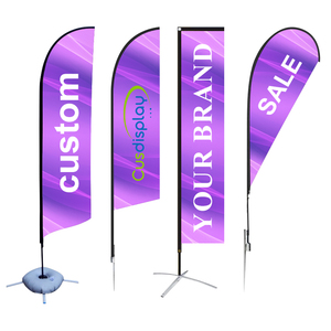 Grand Opening Advertising Promotional Outdoor Custom Event Windless Beach Rectangle Teardrop Church Blade Feather Flag Banner