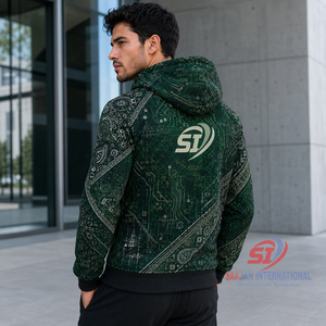 Custom Full Zip Hoodie Manufacturer All Over Print Streetwear Jacket OEM Logo Emerald Circuit <b>Bandana</b> Wholesale Unisex - Product Image 6