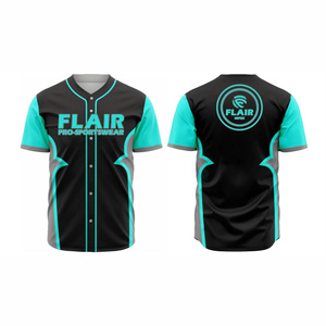 Maillots de softball et de baseball personnalisables de grande taille en polyester respirant à col rond avec imprimé uni par sublimation - Product Image 5