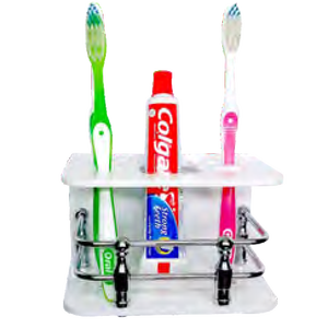 Porte-brosse à dents mural MISHWAPA-23 en plastique durable avec finition brillante | Organisateur de salle de bain hygiénique pour les maisons et les hôtels - Product Image 1