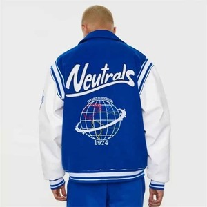 Chaqueta universitaria de lana de diseñador de talla grande personalizada para hombre, chaqueta universitaria de lana de invierno con puños acanalados y letras de chenilla bordadas - Product Image 5