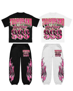 Survêtements pour hommes dtg dtf imprimé sweat à capuche avec fermeture à glissière complète ensemble de jogging deux pièces coupe ajustée tenue de sport décontractée athlétique polyester 2025 - Product Image 2