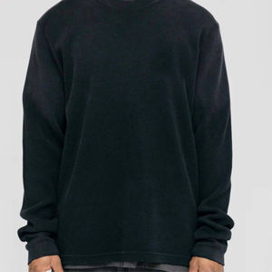 Unisex <b>Black</b> 100% Cotton Waffle Knit Eco-Friendly Windproof <b>Sweatshirt</b> Custom Regular Fit Pullover Crewneck Streetwear Casual - Product Image 6