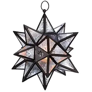 Christmas Home Decor Indoor or Outdoor Custom Star Shape Standing Hanging Lantern With Led Lights For Latest Theme