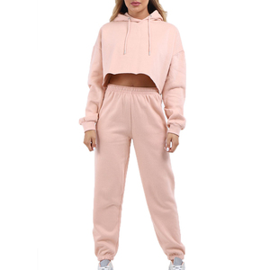 Qualité supérieure femmes deux pièces ensemble couleur unie à manches longues fermeture éclair col montant ensemble lâche sport survêtements décontractés - Product Image 6