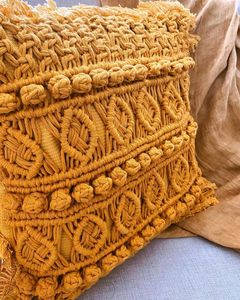 Funda de cojín de macramé bohemio hecha a mano funda de almohada decorativa de ganchillo para uso doméstico o hotelero - Product Image 1