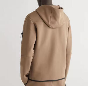 Wholesale Custom Lightweight Full <b>Zip</b> up <b>Men's</b> 100% Cotton Tech Fleece Soft Shell <b>Hoodie</b> <b>with</b> Sleeve <b>Pocket</b> for Winter - Product Image 3