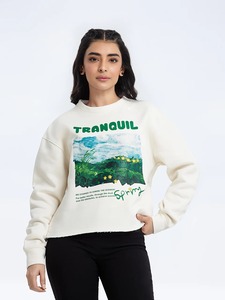 เสื้อสเวตเตอร์ผ้าฝ้ายโอเวอร์ไซส์สำหรับผู้หญิงเสื้อสวมหัวแบบลำลองผู้จัดจำหน่ายแฟชั่นมีสไตล์ผู้ผลิตเสื้อผ้าขายส่ง - Product Image 2