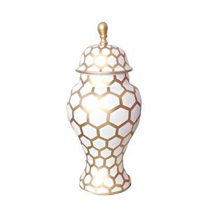 Elegant Black Ginger Jar with Gold Trim Ins Style <b>Ceramic</b> <b>Vase</b> Decor for Home Office Table or Living Room - Product Image 6