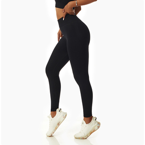 Pantalones de gimnasio de alta calidad para mujer, mallas de entrenamiento activo de cintura alta de Color sólido para Yoga, mallas de estilo dulce - Product Image 2