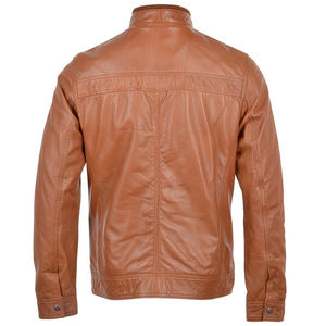 2025 haute qualité nouveau Design hommes lourd hiver combiné tissu fermeture éclair agneau cuir Biker vestes avec poches - Product Image 5