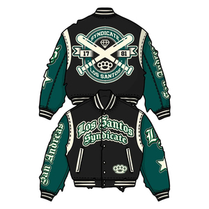 OEM Custom <b>Varsity</b> Leather Sleeve Cropped <b>Jacket</b> Chain Chenille Embroidery <b>Vintage</b> Letterman <b>Varsity</b> <b>Jacket</b> for Men - Product Image 2