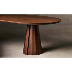 Oval Dining <b>Table</b> Bank Collection Wood and Sintered Stone Assembled for Home Office Living Room Furniture - Product Image 5