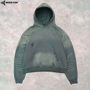 Sweat à capuche pull-over pour homme, hiver, 100% coton molletonné, écologique, respirant, coupe-vent, décontracté, couleur unie, teinture unie, personnalisable - Product Image 6