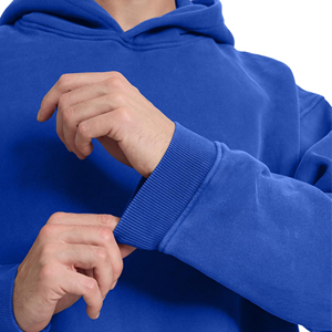 Sweat-shirt à capuche pour homme, bleu royal, effet délavé, coupe classique, couleur unie, en molleton, tricoté, vêtement d'hiver décontracté, polyester/coton, 350 GSM - Product Image 3