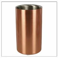 Seau à glace double paroi en bois et acier - Refroidisseur à vin portable écologique pour mariages, hôtels, bars, événements en plein air et fêtes