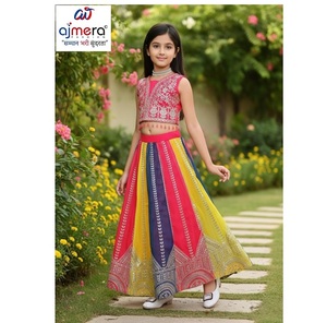 Ajmera Girls Bohemian <b>Patchwork</b> <b>Skirt</b> Set Sleeveless Embroidered Top Stylish Ethnic Fashion Party Wear Outfit - Product Image 1