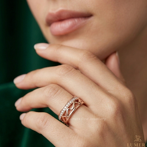 Anillo de banda curva de oro de 9K, 10K, 14K y 18K para mujer con diamantes de corte brillante cultivados en laboratorio, color D, certificado IGI, joyería fina de lujo - Product Image 6