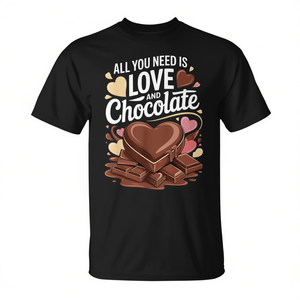 T-shirt promozionale con stampa 'All You Need Is Love and Chocolate Candy Heart Sweets' - Product Image 2