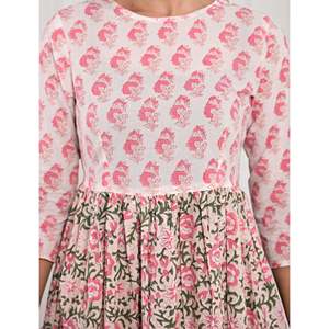 Vestido Casual Beige de Algodón Estampado, Transpirable, Talla XS, Diseño Personalizado, Largo hasta el Suelo, Elegante para Eventos Diurnos y Uso en el Hogar, Natural - Product Image 2