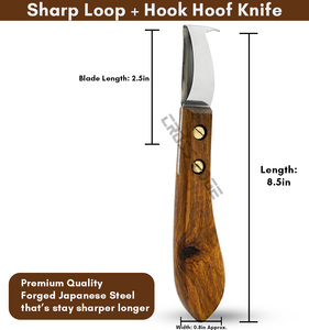 Herramientas de herrador de alta calidad, cuchillo de bucle de acero grande, limpieza y recorte de pezuñas de caballo, mango de madera multiusos antideslizante - Product Image 2