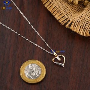0.03 TDW Rond Diamant EF-VS couleur Or Jaune Pendentif Dainty Heartshine Diamant Pendentif par Labstone - Product Image 4