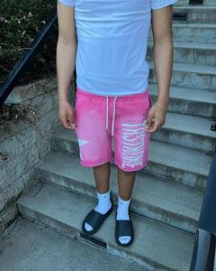 Sérigraphie personnalisée Lettre graphique Street Wear Shorts Jogger ourlet brut coton éponge lavé à l'acide Shorts pour hommes - Product Image 6