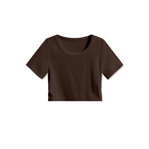 Camisas cortas lisas para mujer de alta calidad personalizadas 100% algodón transpirable moda de verano ropa informal de moda camiseta de mujer - Product Image 2