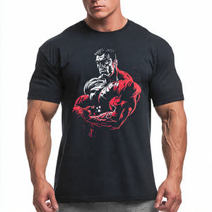 T-shirt de sport à manches courtes pour homme, coupe ajustée, 100% polyester/coton, respirant, séchage rapide, vêtements de musculation et de fitness - Product Image 5