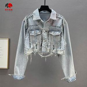 Ryan Pro Gear Chaqueta acolchada de diseñador informal para mujer Denim Patrón sólido Tela de punto transpirable Logotipo frontal - Product Image 3