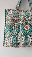 Sac fourre-tout matelassé en coton doublé pour femme indienne, avec fermeture éclair, motif brodé, motif uni, sac à bandoulière