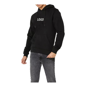 Sweats à capuche chauds d'hiver pour hommes 100% coton surdimensionné Baggy polaire sweats couleur unie en relief impression 3D vente chaude - Product Image 6