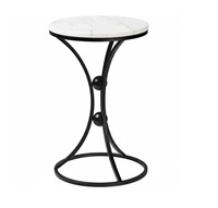 Table d'appoint en métal noir avec revêtement en poudre, convertible, avec plateau relevable, meubles en métal avec revêtement en poudre, accent pour le salon