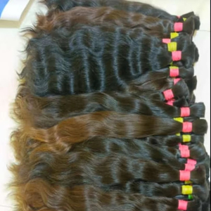 Cheveux naturels indiens en vrac, lisses, noirs, soyeux, de type Temple Remy, provenant d'un seul donneur, cheveux humains en vrac, lisses - Product Image 1