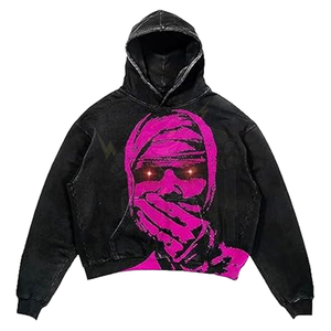 Sweat à capuche personnalisé délavé à l'acide pour homme, coupe droite, streetwear, pull vintage à épaules tombantes, 300 GSM, coton écologique - Product Image 2