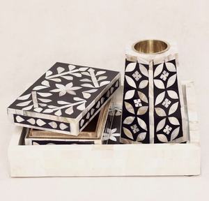 Ensemble de brûleur à bakhoor décoratif avec boîte en bois en résine incrustée d'os, encensoir, écologique, parfum d'oud, présentoir de parfum - Product Image 4