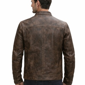 Vintage <b>Brown</b> <b>Leather</b> Motorcycle <b>Jacket</b> Premium Quality Stylish Durable Windproof Eco-Friendly 3D Embroidery for Unisex Fashion - Product Image 2