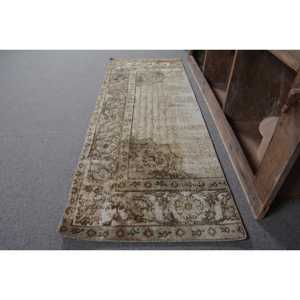พรมปูพื้นสไตล์ตุรกีโบราณสีเบจแบบคลาสสิกงาน2.3x6.3ft ทำด้วยมือทำจากผ้าขนสัตว์เนื้อเหนียวเย็บปะติดทำจากยางสี่เหลี่ยมผืนผ้าสำหรับห้องนั่งเล่น - Product Image 2