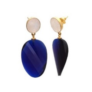 Boucles d'oreilles saphir Hydro et pierre de lune en argent Sterling 925 et forme ronde, nouvel arrivage - Product Image 1