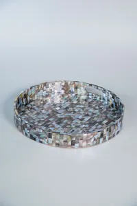 Plateau de service de haute qualité au design exquis, incrusté de coquillages et de nacre, avec poignée, pour la décoration de la maison - Product Image 2