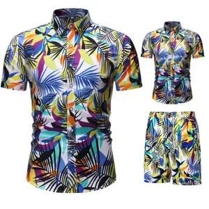 Conjunto Hawaiano unisex con estampado personalizado OEM, figura de estrella ecológica de verano de manga corta transpirable de talla grande y alta calidad - Product Image 1