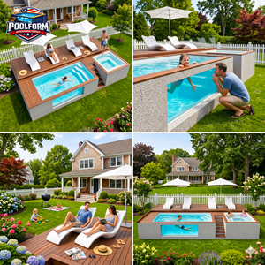 Rectangular Luxury Above Ground Fiberglass Swimming <b>Pool</b> Outdoor Ready Freestanding Swim SPA <b>Pool</b> - Product Image 6
