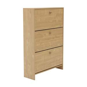 Armoire à chaussures Sisco en chêne massif scandinave à 3 tiroirs pour la maison, salon - Product Image 4