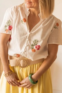 Blusa de Algodón Vintage de Invierno y Verano al por Mayor, ODM, Cuello en V, Ajuste Holgado, Transpirable, Cómoda y Elegante para Cualquier Ocasión Informal - Product Image 2